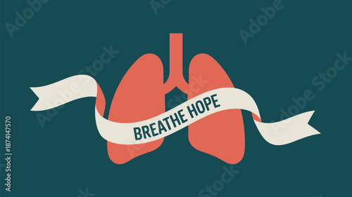 Lungs with breathe hope ribbon Vector