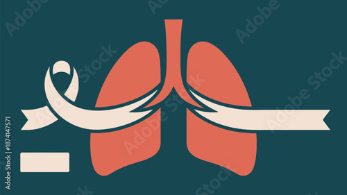 Illustration of human lungs with ribbons Vector