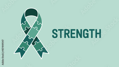 Puzzle piece ribbon symbolizes strength Vector