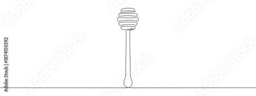 A continuous line drawing of a honey dipper, symbolizing sweetness, natural products, and culinary delights