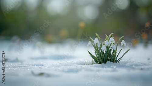 White snowdrops blooming amidst forest foliage, highlighting plant resilience in spring, World Plant Day