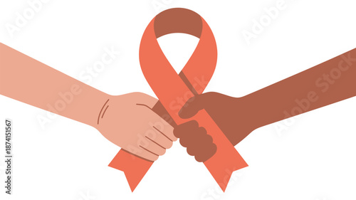 Hands holding a pink ribbon Vector