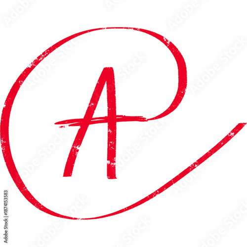 Hand Drawn A Grade Excellent Feedback Symbol Illustration, Red pen mark grade test