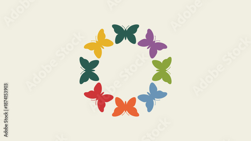 Colorful butterflies in a circle Vector