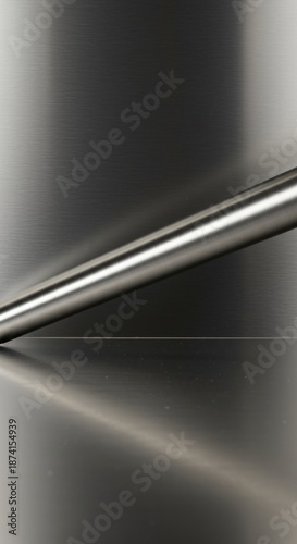 A clean, polished metal surface providing a smooth, clear reflective blank space ready for digital insertion or design elements, abstract, rendering, digital