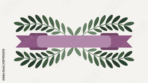 Decorative laurel wreath with purple ribbon Vector