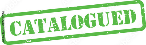 Green CATALOGUED stamp seal on transparent background