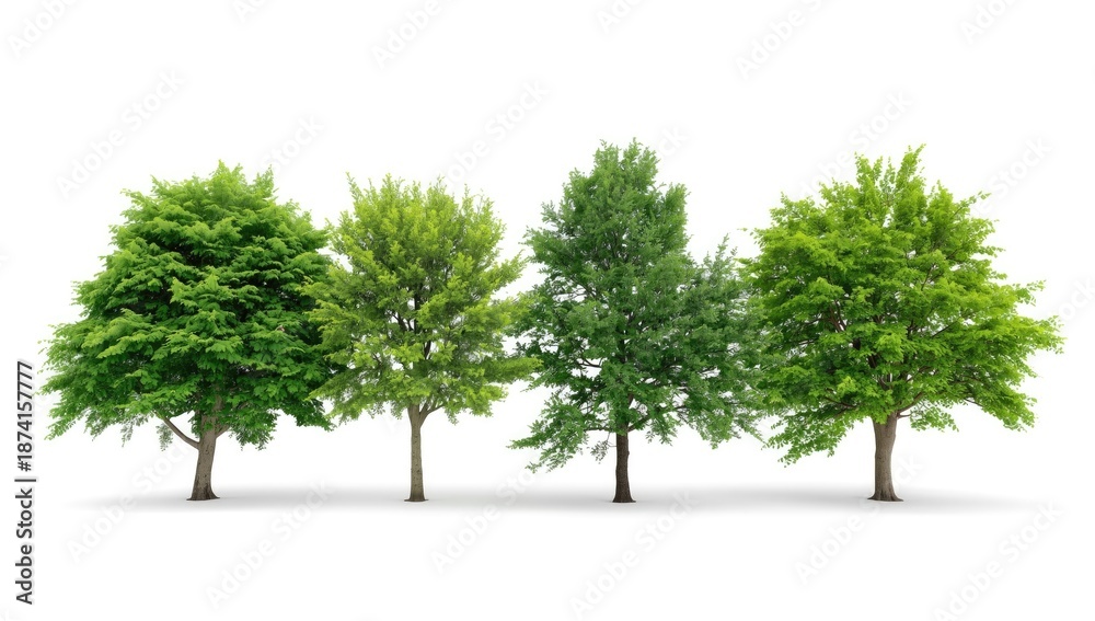 Obraz premium Lush green trees isolated on transparent background serving as a landscape background, Earth Day