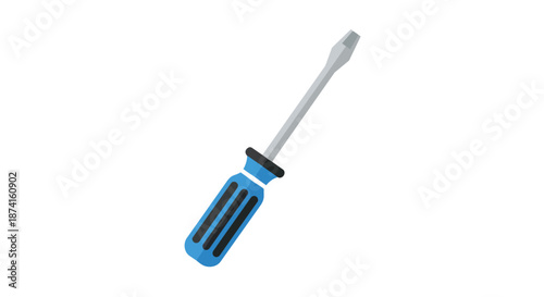 A sleek modern illustration of a flathead screwdriver tool for repairs and assembly work