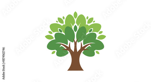 A captivating graphic illustration of a vibrant green tree with a sturdy brown trunk, symbolizing nature's enduring power and ecological vitality