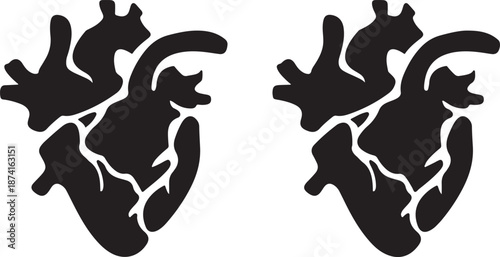 Minimalist Anatomical Human Heart Silhouette Icons