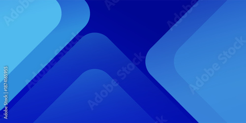 Abstract Blue Geometric Layered Background with Rounded Shapes and Gradient Tones, Modern Minimal Design for Business Presentation, Corporate Banner, Website Header, Technology Branding and Profession
