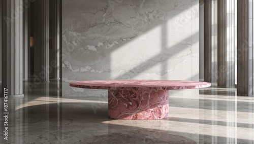 Pink marble pattern serving as a decorative background for editorial headers, architectural detail