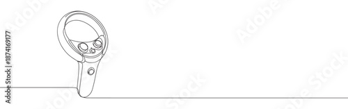 Continuous line drawing of a gaming ring controller, symbolizing immersive gaming and advanced technology