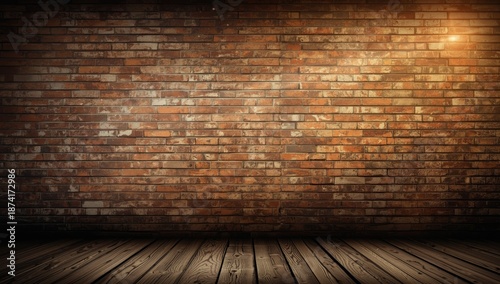 Shadowed brick wall providing a textured backdrop for layout design