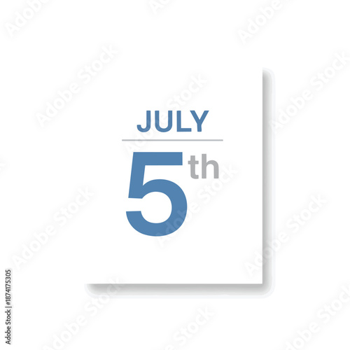 A crisp, minimalist digital calendar icon clearly displaying the fifth day of July, rendered with a clean, modern aesthetic for effective date