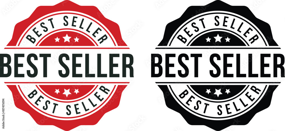 Obraz premium Best Seller Badge icon set. Bestseller Labels, Award Seals and Quality Guarantee Stamps.