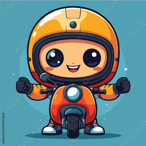 a cute motorcycle with a helmet
