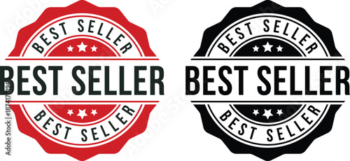 Best Seller Badge icon set. Bestseller Labels, Award Seals and Quality Guarantee Stamps.