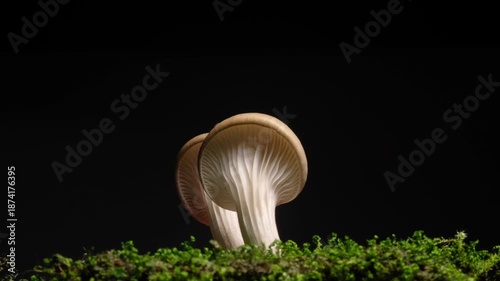 Mushroom sprouting and expanding over time, illustrating natural growth and life cycle.
