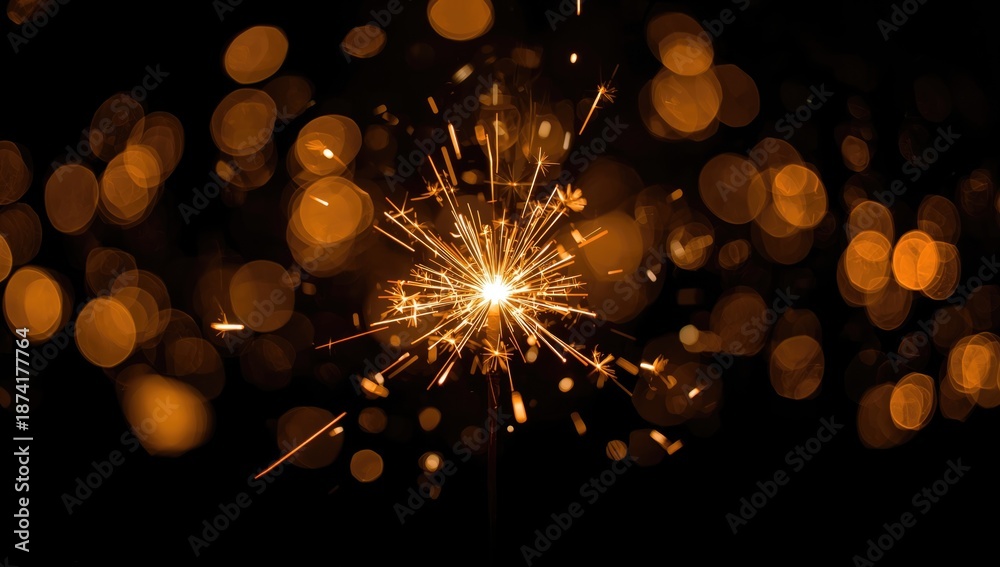 Obraz premium Sparkler with sparks against blurred light background, suitable for editorial header design