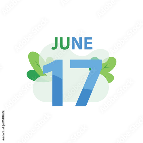 Illustrative depiction of the seventeenth day of June, featuring vibrant natural elements and clear textual representation for calendar events and