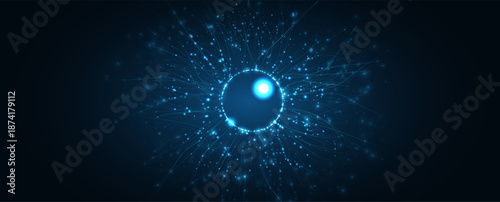 Big data visualization, computer vision AI concept. Abstract digital eye. Neural network technology, futuristic biometrics background, Sci-Fi Innovation Vector Illustration for Tech Design.