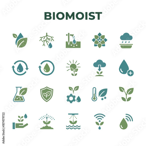 Biomoist vector icon set collection