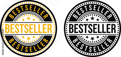 Best Seller Badge icon set. Bestseller Labels, Award Seals and Quality Guarantee Stamps.