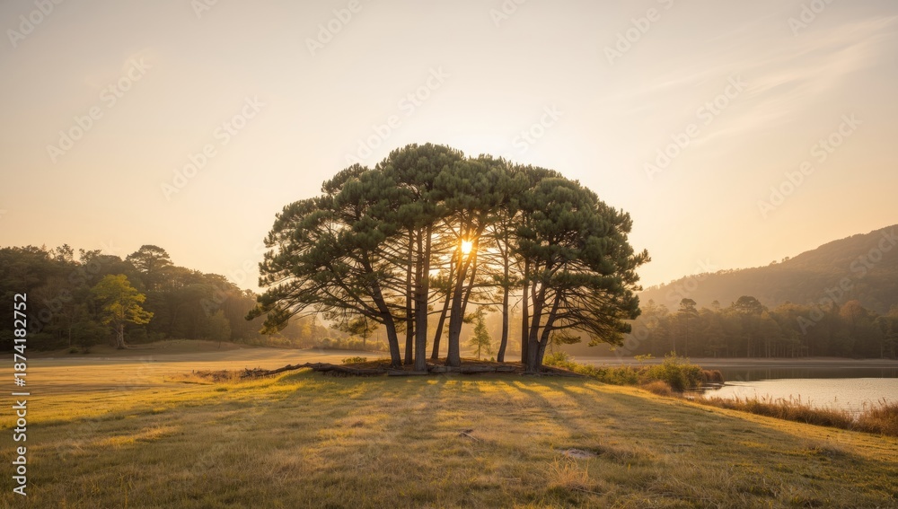 Fototapeta premium Dense pine forest surrounding Jangneung in Gimpo, highlighting ecological importance