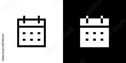 Calendar icon concept with flat Black White Background. Vector illustration.