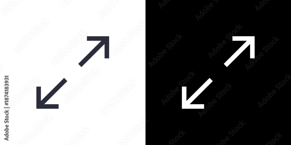 Φωτογραφία Maximize icon concept with flat Black White Background