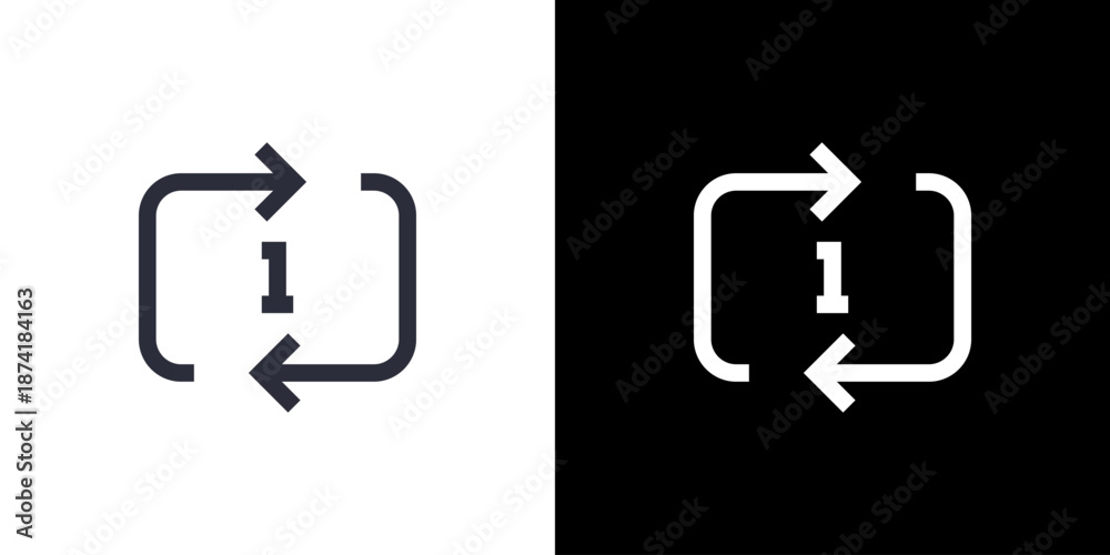 Fotografie Repeat Once icon concept with flat Black White Background