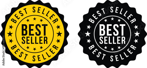 Best Seller Badge icon set. Bestseller Labels, Award Seals and Quality Guarantee Stamps.