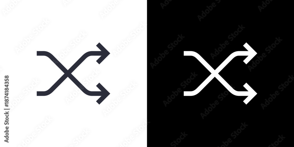 Fotografie Shuffle icon concept with flat Black White Background