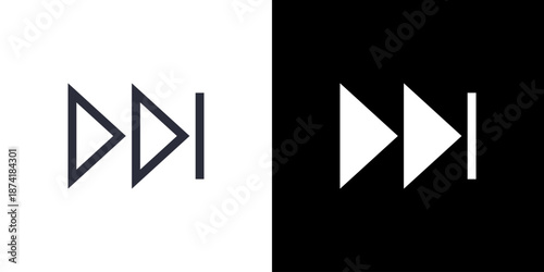 Next Button icon concept with flat Black White Background. Vector illustration.
