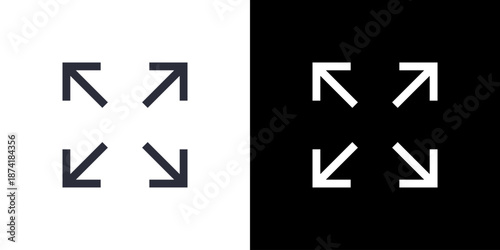 Expand icon concept with flat Black White Background. Vector illustration.