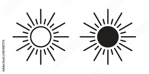 Sun icon flat and stroke collection for ui ux work.