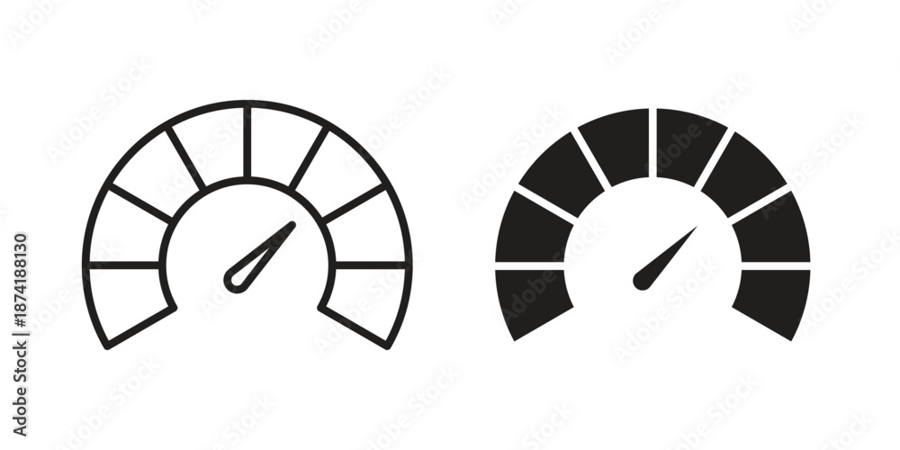 Fotografie Tachometer icon flat and stroke collection for ui ux work.