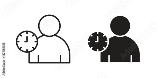 User time icon flat and stroke collection for ui ux work.