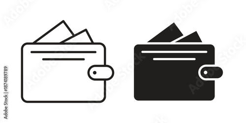 Wallet icon flat and stroke collection for ui ux work.