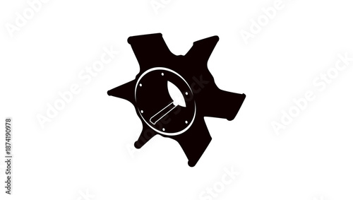Water Pump Impeller Kit for Outboards, black isolated silhouette