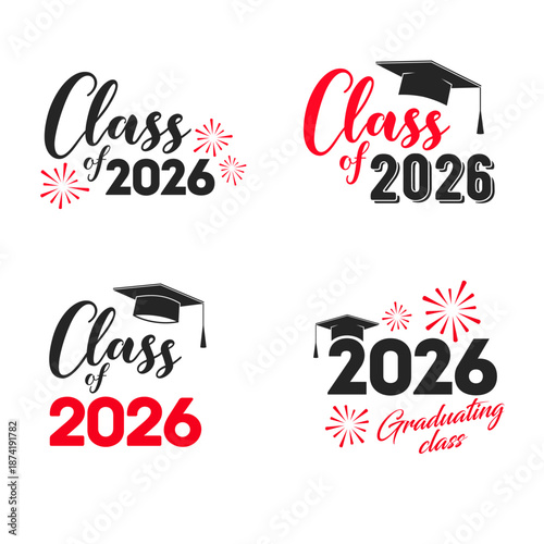 Class of 2026 card vector illustration design.