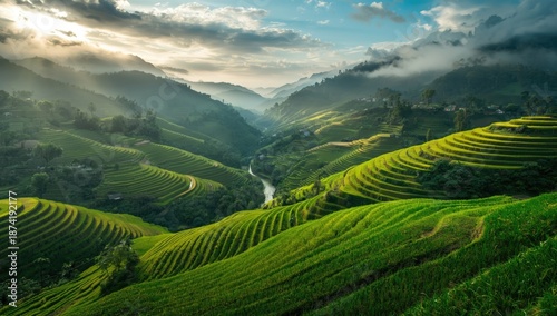 Guilins stepped rice paddies on a mountain slope, highlighting sustainable farming practices