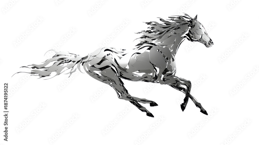 Fototapeta premium galloping horse on white background