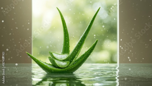 Close-up of aloe vera leaves with water droplets, used as a UI backdrop or editorial header background
