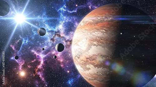 Futuristic space station orbiting moon scifi outpost