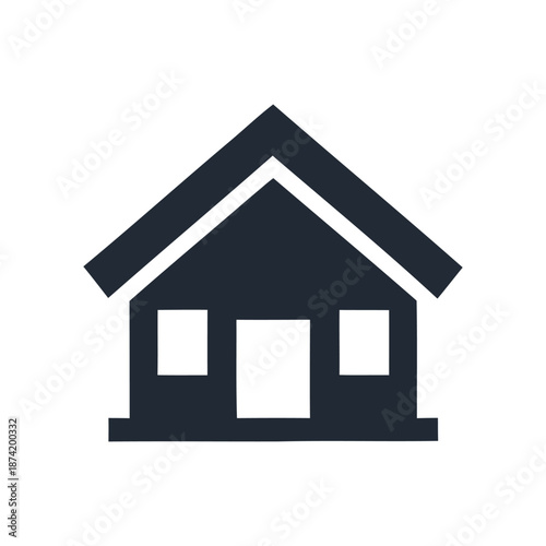 Simplified house illustration on a white background viewed from the front