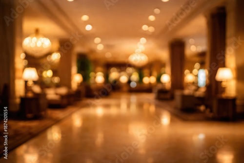 Wallpaper Mural Upscale hotel lobby blurred background showcasing cinematic bokeh lights with copy space for elegant design Torontodigital.ca