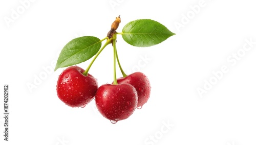 Wallpaper Mural Cluster of sour cherry berries with stems and leaves, used as a natural background element, Earth Day Torontodigital.ca